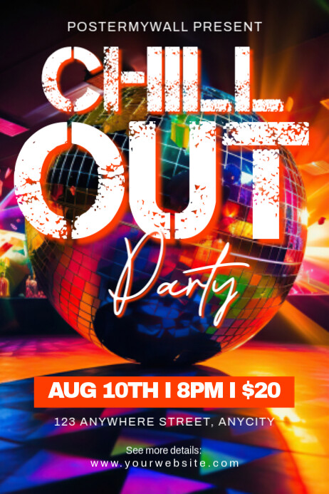 Black Modern & Minimal Chillout Party Poster โปสเตอร์ template