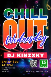 Black Modern & Minimal Chillout Wednesday Poster Affiche template