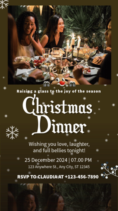 Black Modern & Minimal Christmas Dinner Instagram Story Template ...