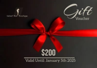 Black Modern & Minimal Christmas Gift Voucher Postcard Открытка template