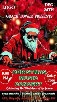 Black Modern & Minimal Christmas Music Concert Design And Template  Digital Display (9:16)