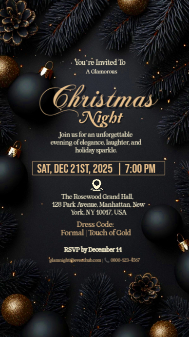 Copy of Black Modern & Minimal Christmas Night Party Instagram Story ...