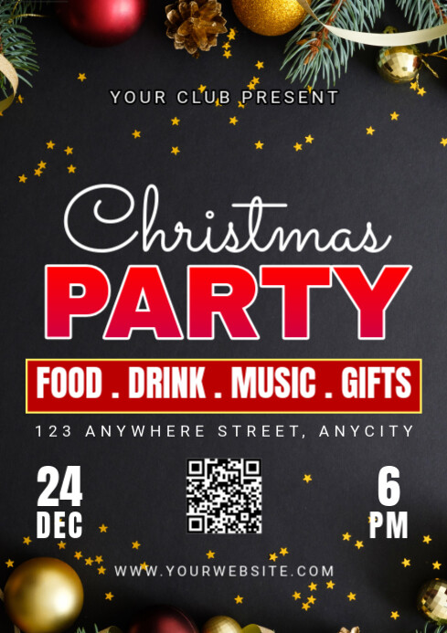 Copy of Black Modern & Minimal Christmas Party A4 | PosterMyWall
