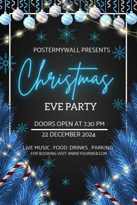 Copy of Black Modern & Minimal Christmas Party Invitation Poster ...