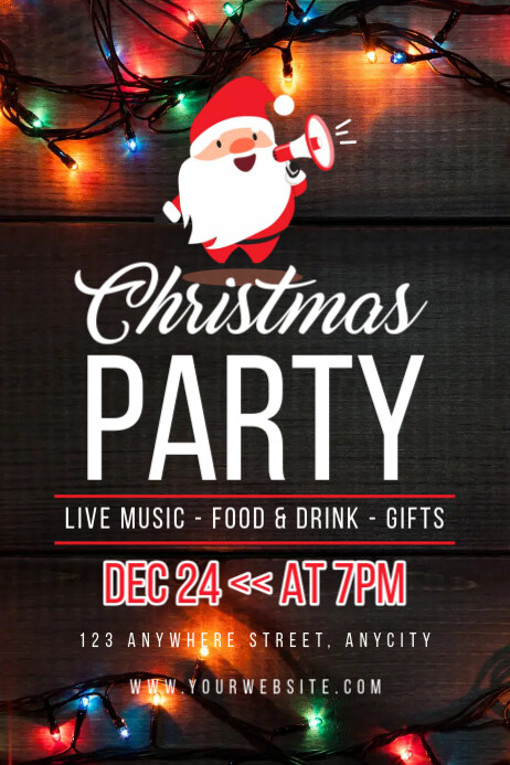 Black Modern & Minimal Christmas Party Poster Template | PosterMyWall
