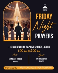 Black Modern & Minimal Church prayer night service flyer post Instagram Portrait template