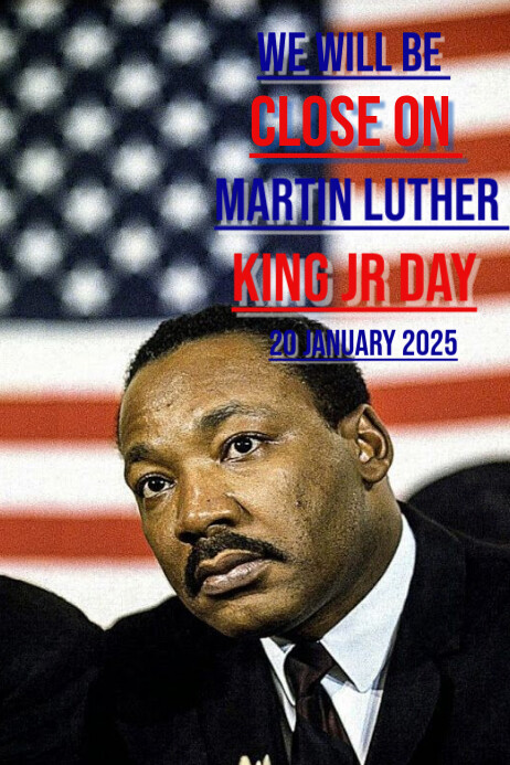 Black Modern & Minimal Close For Martin Luther King Jr Day Poster ...