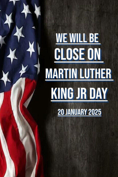 Black Modern & Minimal Close For Martin Luther King Jr Day Poster ...