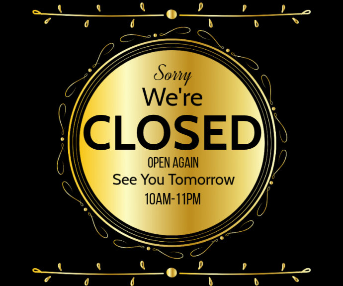 Black Modern & Minimal Closed Sign Medium Rectangle Template | PosterMyWall