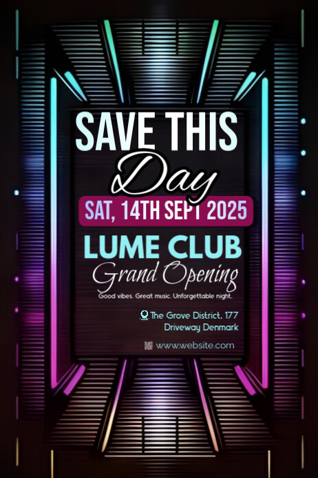 Black Modern & Minimal Club Grand Opening Poster Cartaz template