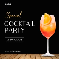 Black Modern & Minimal Cocktail Party Instagram Post template