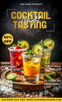 Black Modern & Minimal Cocktail Tasting Night Flyer  Us Legal template