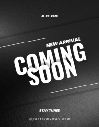 Black Modern & Minimal Coming Soon Pamflet (l Iflaya (Incwadi ye-US) template