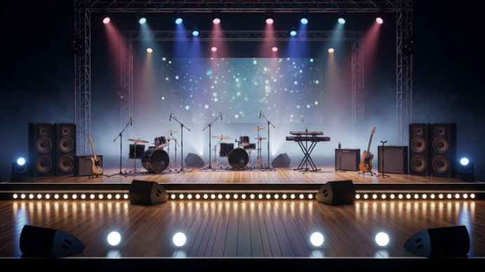 Mini Concert Design Background Black Modern & Minimal Concert Stage | concert stage background design ...