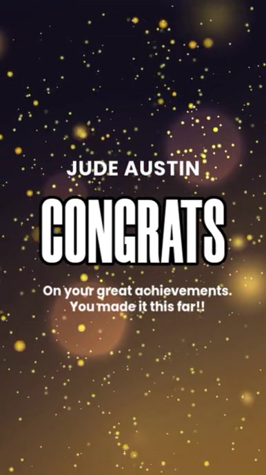 Black Modern & Minimal Congratulatory Message Video  Digital Display (9:16) template