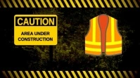 Black Modern & Minimal Construction Zone Warning  Digital Display (16:9) template