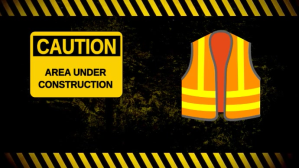 Black Modern & Minimal Construction Zone Warning  Digital Display (16:9) template