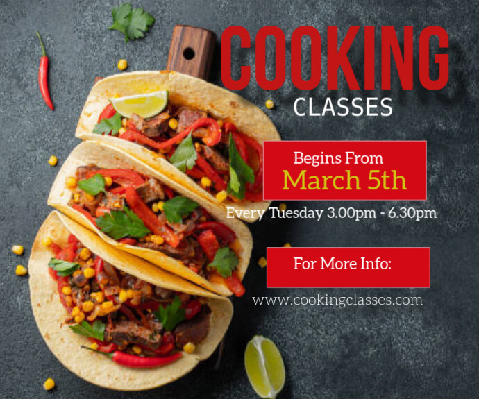 Black Modern & Minimal Cooking Classes Medium Rectangle Template ...