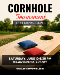 Black Cornhole Tournament Instagram Portrait Template