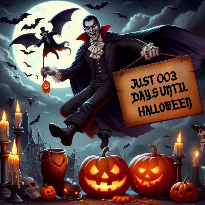 Black Modern & Minimal Count Down to Halloween Instagram Post template