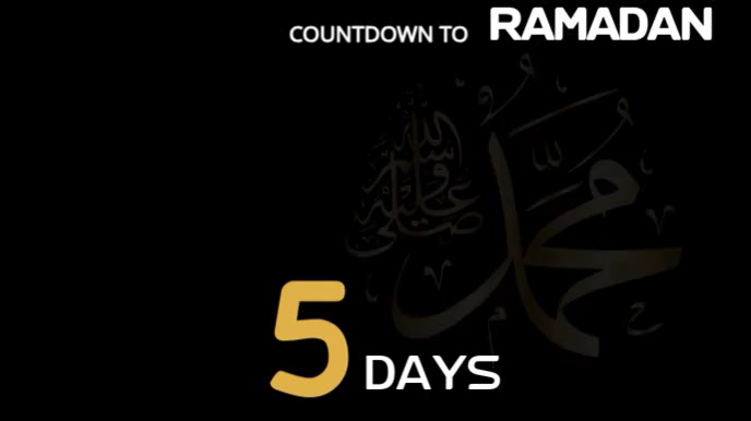 Black Modern & Minimal Countdown To Ramadan Video Digital Display (16:9) template