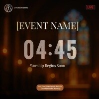 Black Modern & Minimal Countdown To Worship 5 Minutes Instagram Post Iphosti le-Instagram template