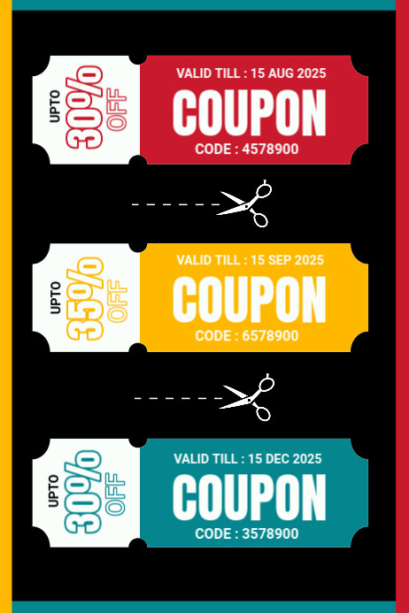 Black Modern & Minimal Coupon Code Card Poster Template | PosterMyWall