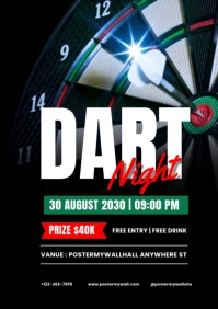Black Modern & Minimal Dart Night A4 template