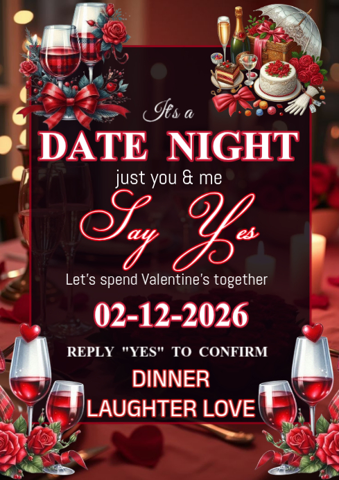 Date Night Design Black Valentine's Date Night A4 Template | PosterMyWall
