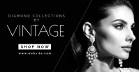 Black Modern & Minimal Diamond Jewellery Shop Facebook Shared Image template