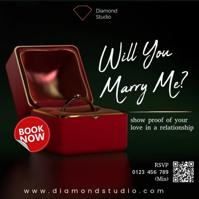 Plantilla de Black Modern & Minimal Diamond Ring Sale relationship Pos ...