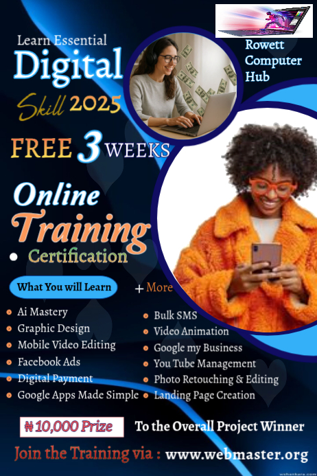 Black Modern & Minimal Digital Skills Training Poster Template ...