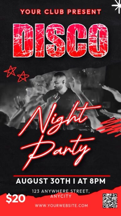 Black Modern & Minimal Disco Night Party Instagram Story Template ...