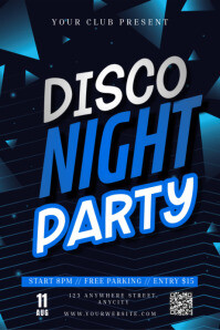 Black Modern & Minimal Disco Night Party Poster template