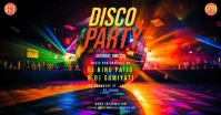 Black Modern & Minimal Disco Party Gambar Bersama Facebook template