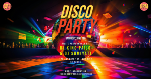 Black Modern & Minimal Disco Party Gambar Bersama Facebook template