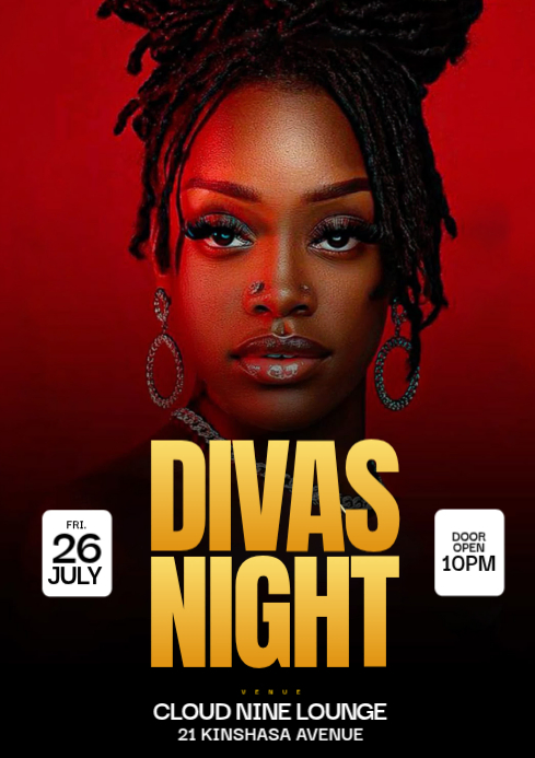 Modèle Black Modern & Minimal Divas Night Event A4 | PosterMyWall