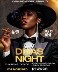 Black Modern & Minimal Divas Night Event Instagram Portrait template