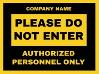 Black Modern & Minimal Do Not Enter Warning F Yard Sign template