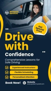 Black Modern & Minimal Driving Course Instagram Reel template