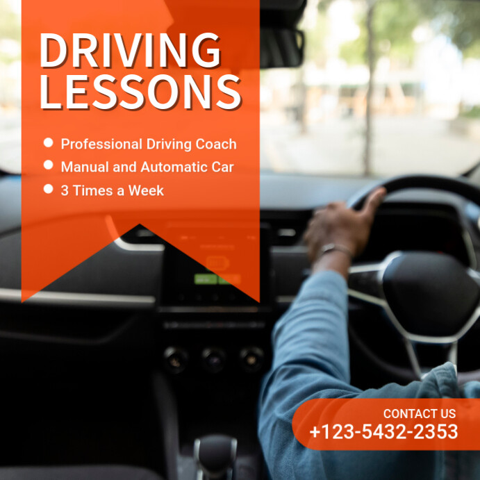 Black Modern & Minimal Driving Lessons Instagram Post template