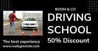 Black Modern & Minimal Driving School Facebook Shared Image template