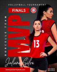 Black Modern & Minimal Dynamic Volleyball Finals Instagram Portrait template