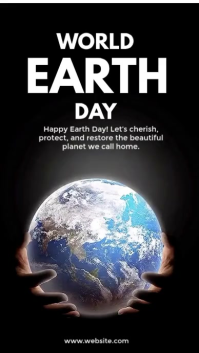 Black Modern & Minimal Earth Day Celebration Instagram Reel Video template