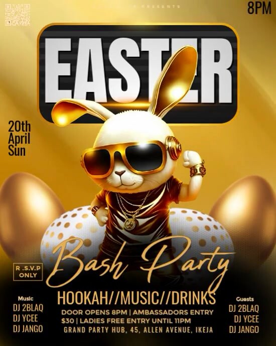 Black Modern & Minimal Easter Bash Party Video Instagram Portrait template