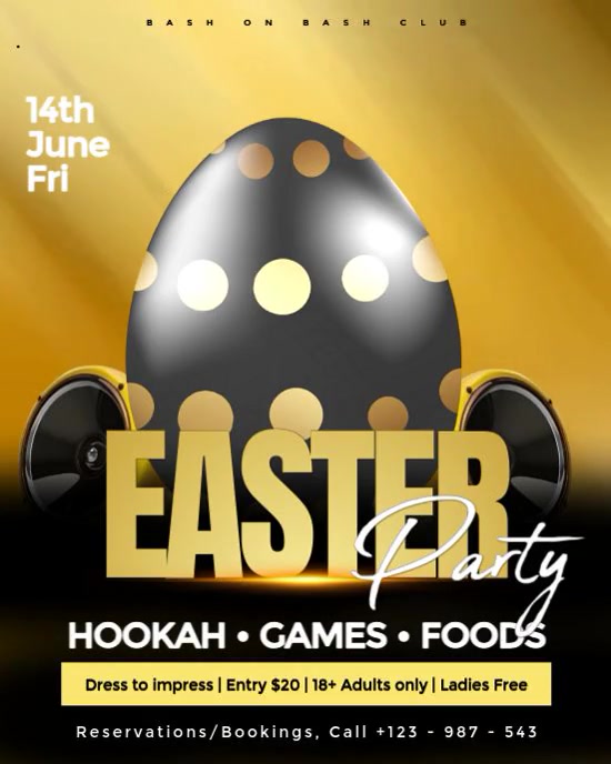 Black Modern & Minimal Easter Bash Party Video Instagram Portrait template