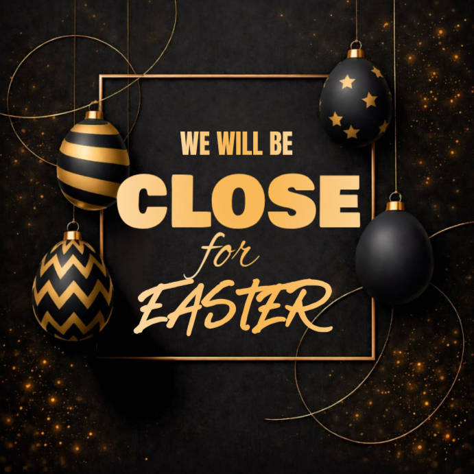 Black Modern & Minimal Easter Closure Announcement Square Template ...
