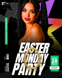 Black Modern & Minimal Easter Monday Party Flyer Instagram Portrait template