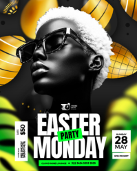 Black Modern & Minimal Easter Party Instagram Portrait template