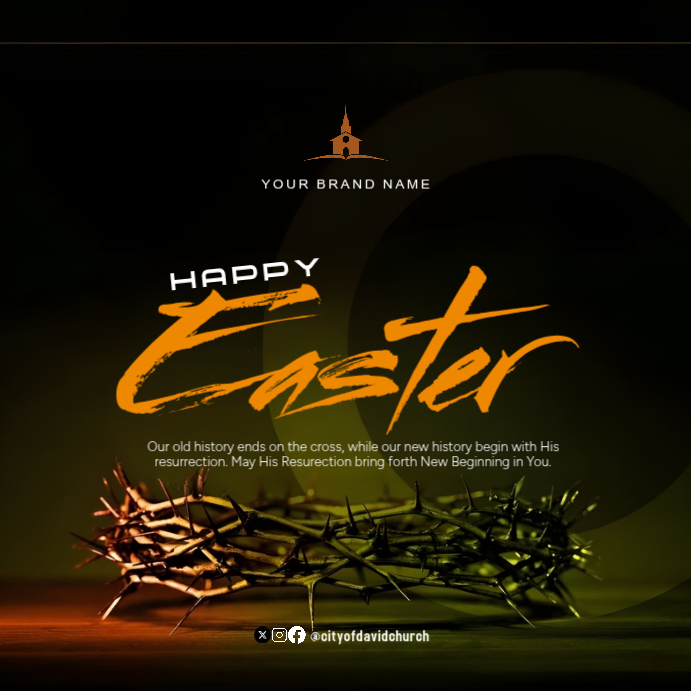Black Modern & Minimal Easter Square Template | PosterMyWall